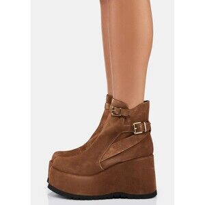 Free People Sabrina Suede Platform Boots Taupe Size 41 NIB $ 198